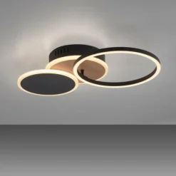 Plafonnier Leuchten-Direkt SEVENT LED Couleur bois, Noir, 1 lumière