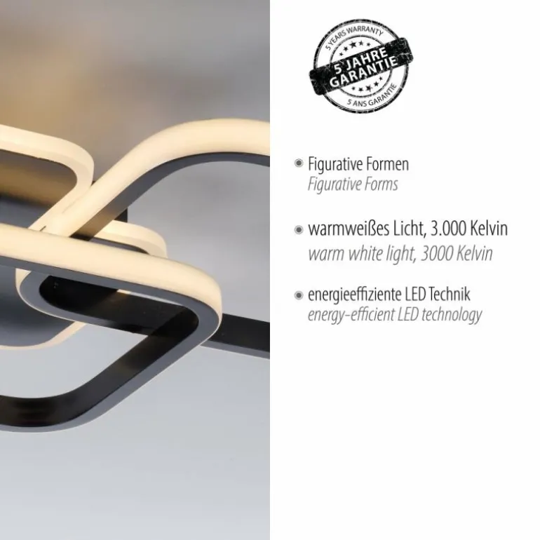 Plafonnier Leuchten-Direkt SEVENT LED Noir, 1 lumière