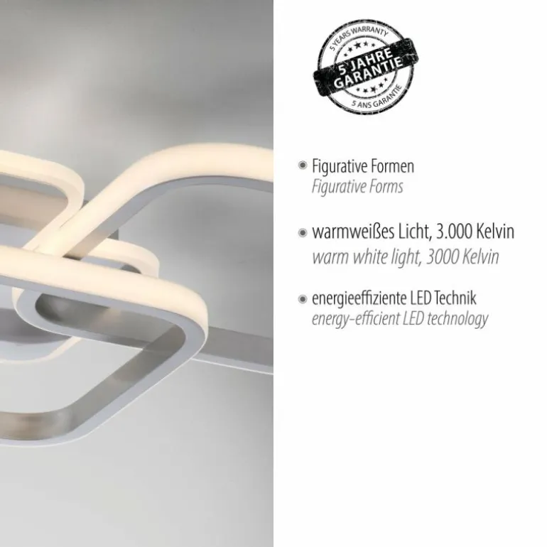 Plafonnier Leuchten-Direkt SEVENT LED Argenté, 1 lumière