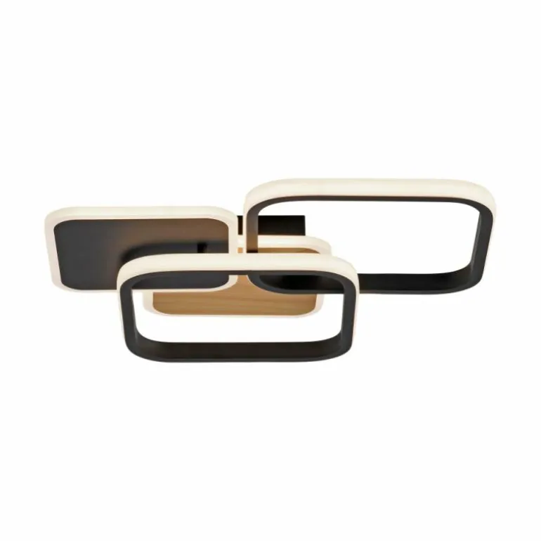 Plafonnier Leuchten-Direkt SEVENT LED Couleur bois, Noir, 1 lumière