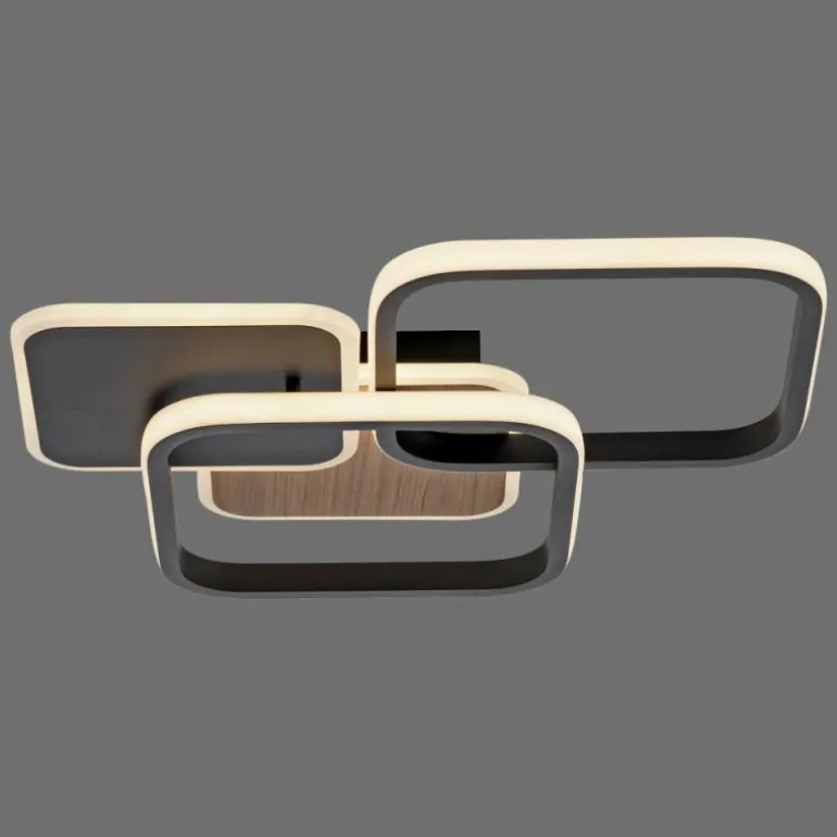 Plafonnier Leuchten-Direkt SEVENT LED Couleur bois, Noir, 1 lumière