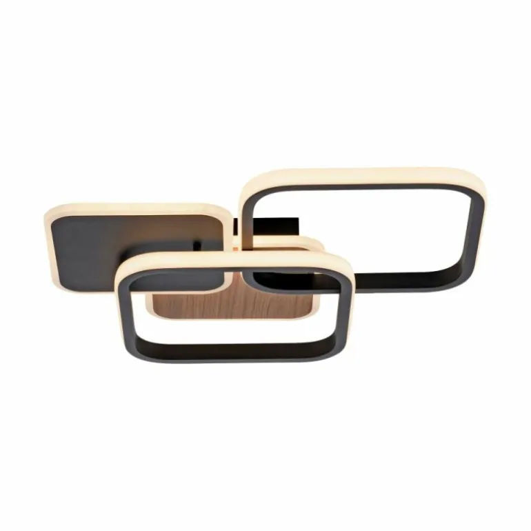 Plafonnier Leuchten-Direkt SEVENT LED Couleur bois, Noir, 1 lumière