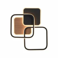 Plafonnier Leuchten-Direkt SEVENT LED Couleur bois, Noir, 1 lumière