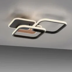 Plafonnier Leuchten-Direkt SEVENT LED Couleur bois, Noir, 1 lumière