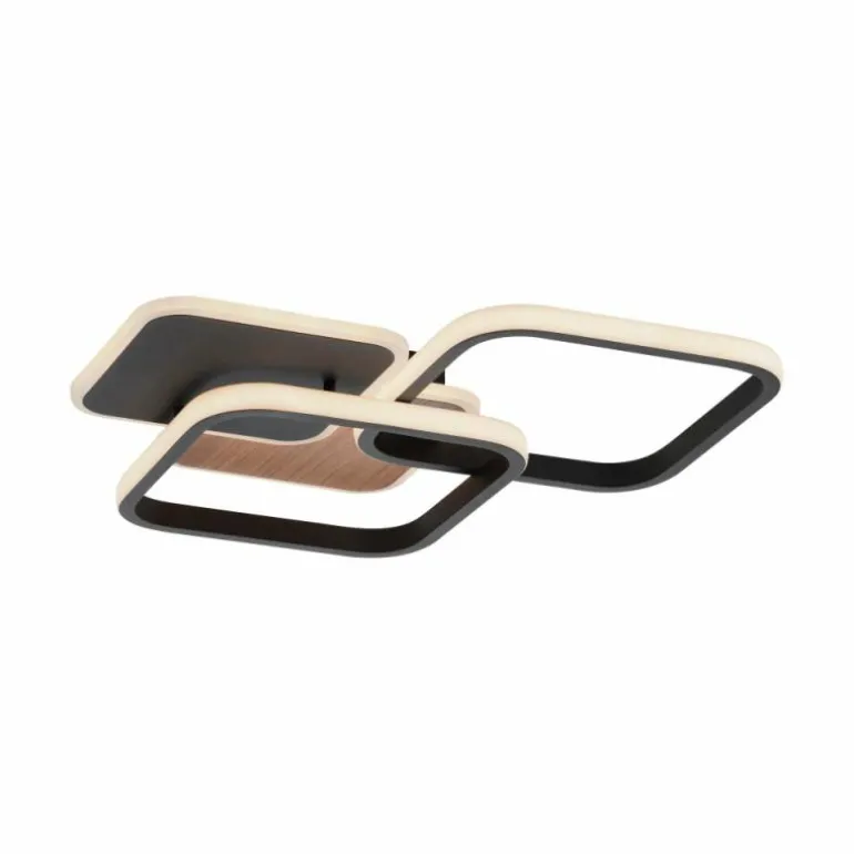 Plafonnier Leuchten-Direkt SEVENT LED Couleur bois, Noir, 1 lumière