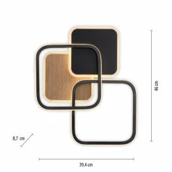 Plafonnier Leuchten-Direkt SEVENT LED Couleur bois, Noir, 1 lumière