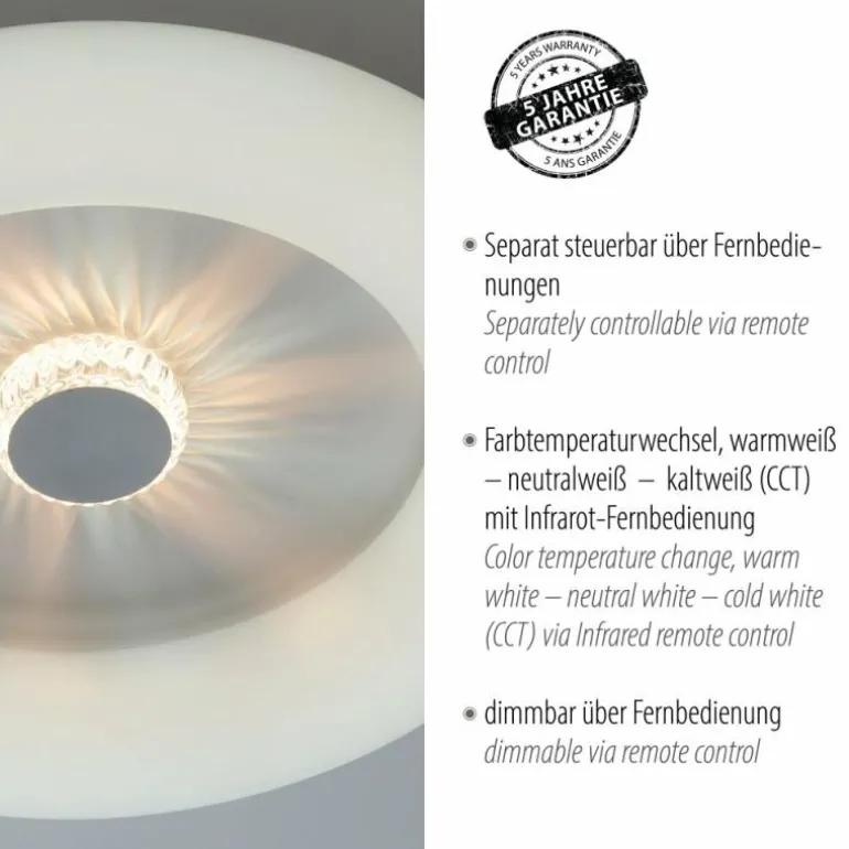 Plafonnier Leuchten-Direkt VERTIGO LED Blanc, 1 lumière, Télécommandes