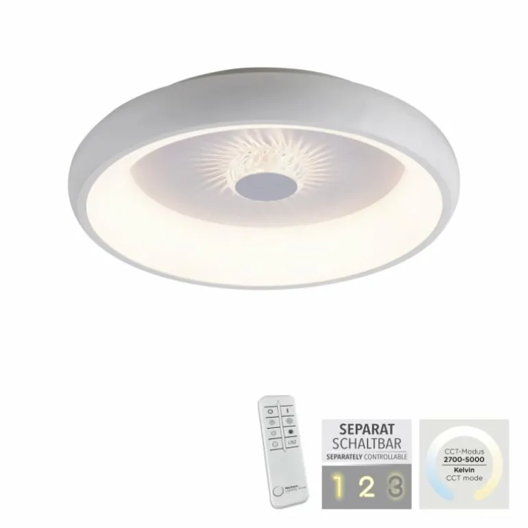 Plafonnier Leuchten-Direkt VERTIGO LED Blanc, 1 lumière, Télécommandes