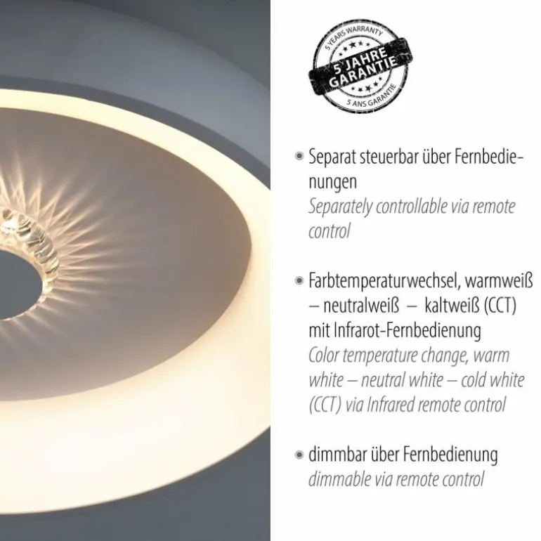 Plafonnier Leuchten-Direkt VERTIGO LED Blanc, 1 lumière, Télécommandes