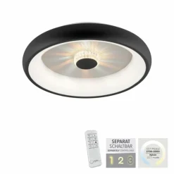 Plafonnier Leuchten-Direkt VERTIGO LED Noir, 1 lumière, Télécommandes