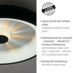 Plafonnier Leuchten-Direkt VERTIGO LED Noir, 1 lumière, Télécommandes
