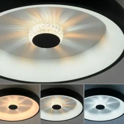 Plafonnier Leuchten-Direkt VERTIGO LED Noir, 1 lumière, Télécommandes
