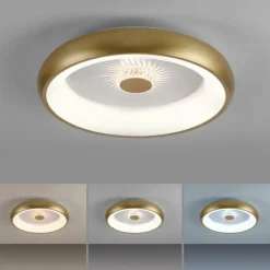 Plafonnier Leuchten-Direkt VERTIGO LED Or, 1 lumière, Télécommandes