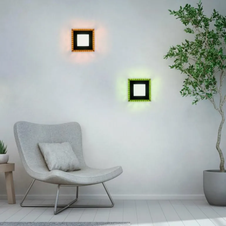 Plafonnier Leuchten-Direkt ACRI LED Noir, 2 lumières, Télécommandes