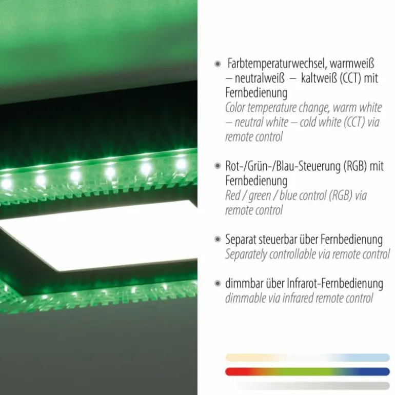 Plafonnier Leuchten-Direkt ACRI LED Noir, 2 lumières, Télécommandes