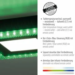 Plafonnier Leuchten-Direkt ACRI LED Noir, 2 lumières, Télécommandes