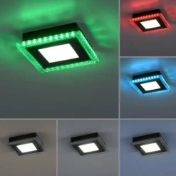 Plafonnier Leuchten-Direkt ACRI LED Noir, 2 lumières, Télécommandes