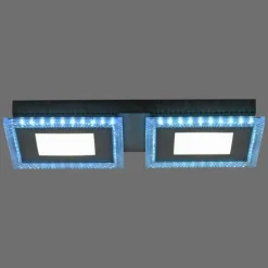 Plafonnier Leuchten-Direkt ACRI LED Noir, 2 lumières, Télécommandes