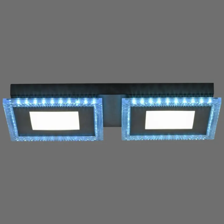 Plafonnier Leuchten-Direkt ACRI LED Noir, 2 lumières, Télécommandes