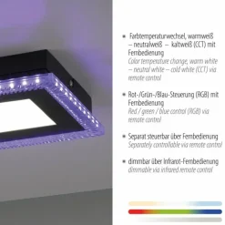 Plafonnier Leuchten-Direkt ACRI LED Noir, 2 lumières, Télécommandes