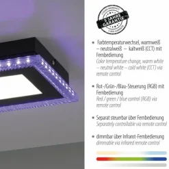 Plafonnier Leuchten-Direkt ACRI LED Noir, 2 lumières, Télécommandes