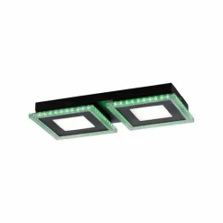 Plafonnier Leuchten-Direkt ACRI LED Noir, 2 lumières, Télécommandes