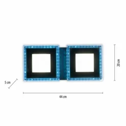 Plafonnier Leuchten-Direkt ACRI LED Noir, 2 lumières, Télécommandes