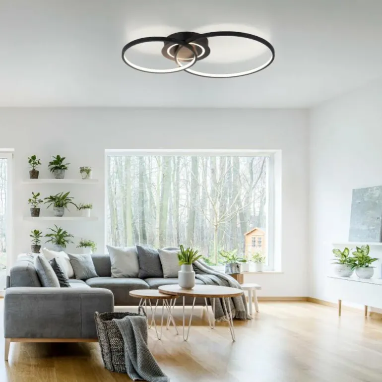 Plafonnier Leuchten-Direkt ASMINA LED Noir, 2 lumières