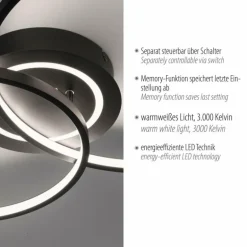 Plafonnier Leuchten-Direkt ASMINA LED Noir, 2 lumières