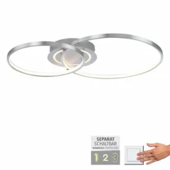 Plafonnier Leuchten-Direkt ASMINA LED Argenté, 2 lumières