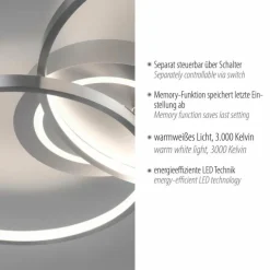 Plafonnier Leuchten-Direkt ASMINA LED Argenté, 2 lumières