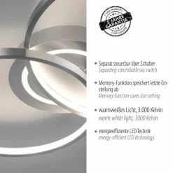 Plafonnier Leuchten-Direkt ASMINA LED Argenté, 2 lumières