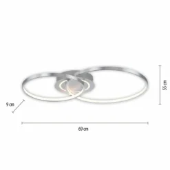 Plafonnier Leuchten-Direkt ASMINA LED Argenté, 2 lumières