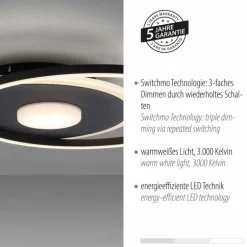 Plafonnier Leuchten-Direkt DOMINO LED Noir, 1 lumière