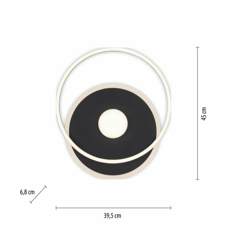 Plafonnier Leuchten-Direkt DOMINO LED Noir, 1 lumière