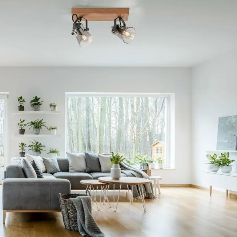 Plafonnier Leuchten-Direkt GREEN LANGSTRÖM Écru, Noir, 2 lumières