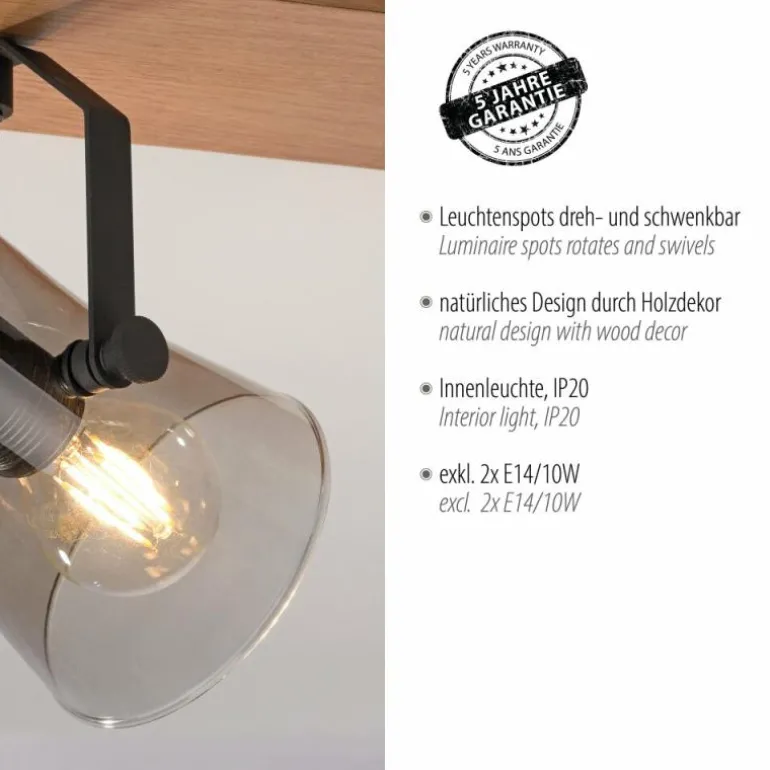 Plafonnier Leuchten-Direkt GREEN LANGSTRÖM Écru, Noir, 2 lumières