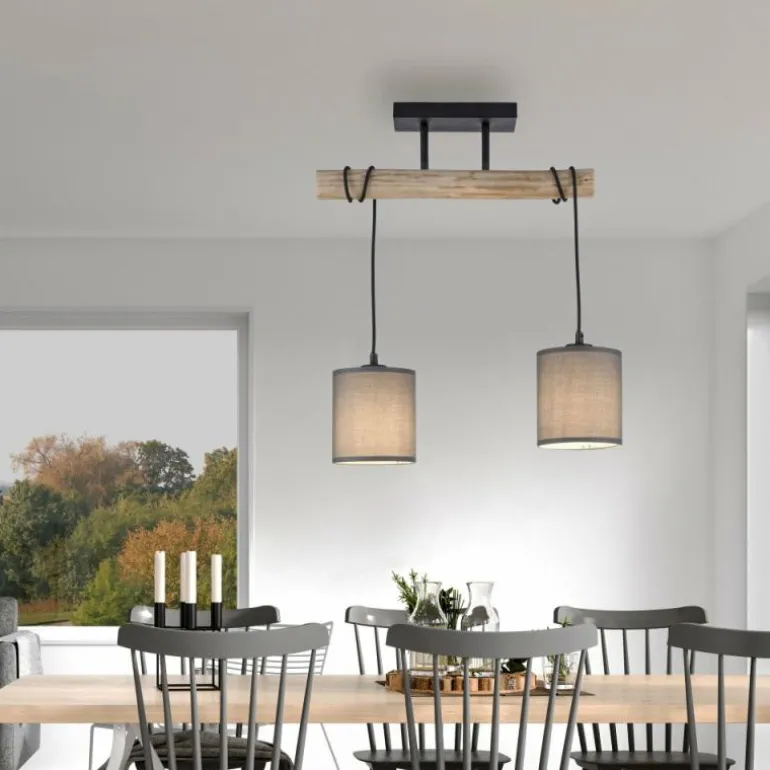 Plafonnier Leuchten-Direkt GREEN TRIBU Écru, Noir, 2 lumières