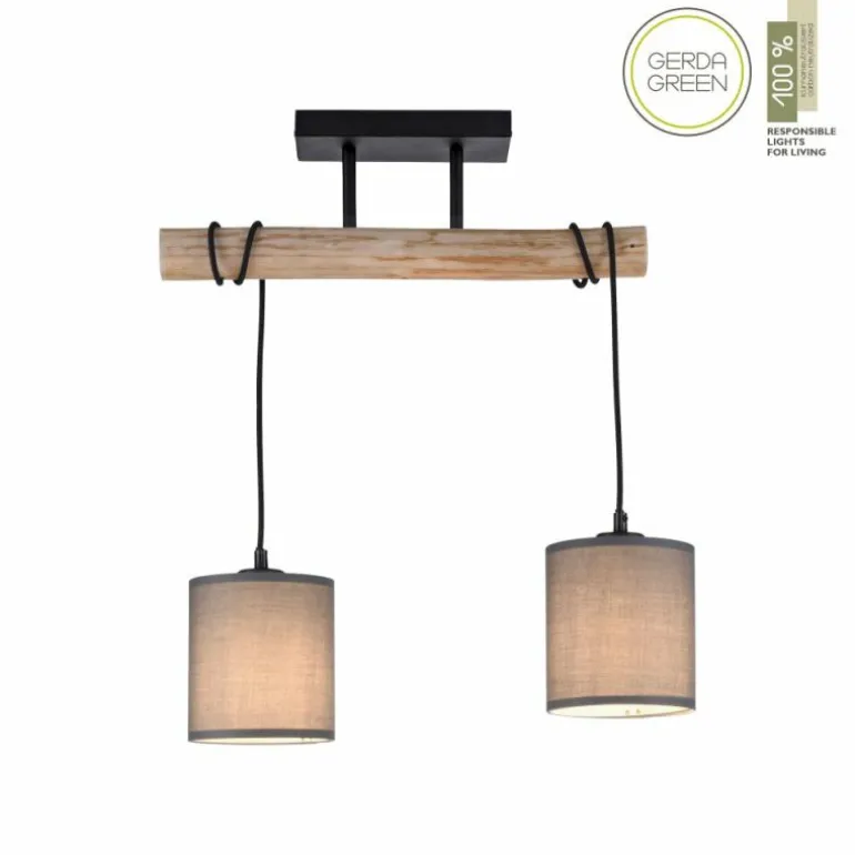 Plafonnier Leuchten-Direkt GREEN TRIBU Écru, Noir, 2 lumières