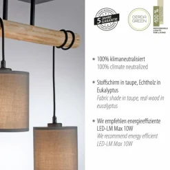 Plafonnier Leuchten-Direkt GREEN TRIBU Écru, Noir, 2 lumières