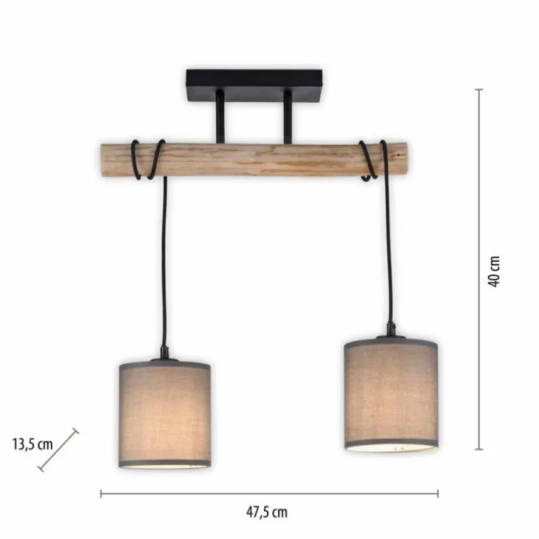 Plafonnier Leuchten-Direkt GREEN TRIBU Écru, Noir, 2 lumières