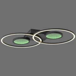 Plafonnier Leuchten-Direkt TUNEL LED Noir, 1 lumière, Télécommandes, Changeur de couleurs