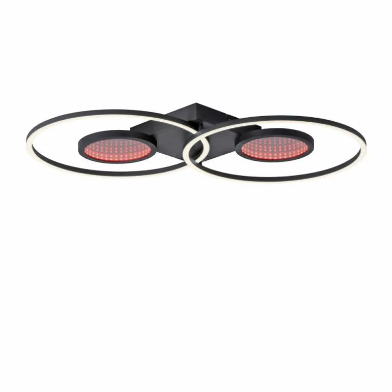 Plafonnier Leuchten-Direkt TUNEL LED Noir, 1 lumière, Télécommandes, Changeur de couleurs