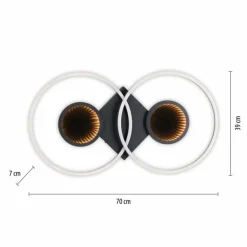 Plafonnier Leuchten-Direkt TUNEL LED Noir, 1 lumière, Télécommandes, Changeur de couleurs