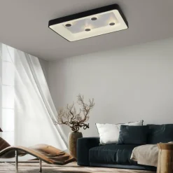 Plafonnier Leuchten-Direkt VERTIGO LED Noir, 1 lumière, Télécommandes