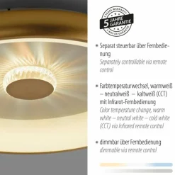 Plafonnier Leuchten-Direkt VERTIGO LED Or, 1 lumière, Télécommandes