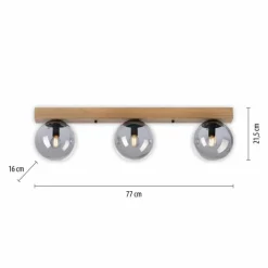 Plafonnier Leuchten-Direkt GREEN WIDOW Écru, Noir, 3 lumières
