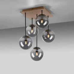 Plafonnier Leuchten-Direkt GREEN WIDOW Écru, Noir, 5 lumières