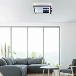 Plafonnier Leuchten-Direkt MUSIKA LED Noir, 1 lumière, Télécommandes, Changeur de couleurs