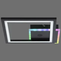 Plafonnier Leuchten-Direkt MUSIKA LED Noir, 1 lumière, Télécommandes, Changeur de couleurs